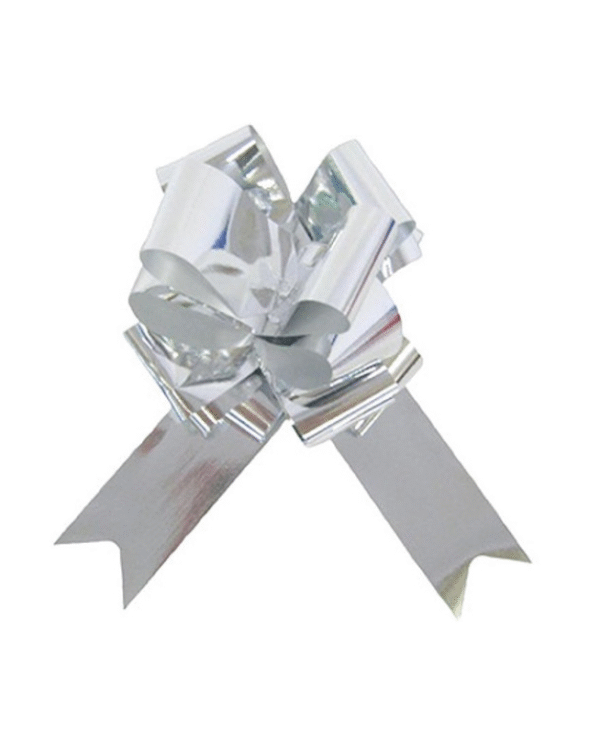 Apportez une touche d'élégance à vos cadeaux et décorations avec nos nœuds à tirer argent métallisé de 18 cm !