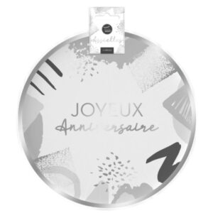 6 assiettes Joyeux Anniversaire Party Argent 23 cm