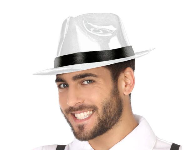 Chapeau gangster blanc, borsalino accessoire deguisement