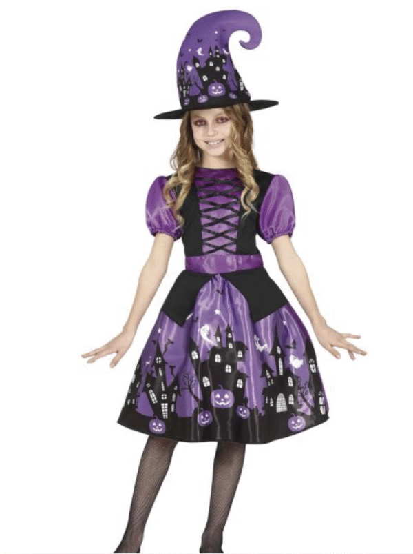 Déguisement sorcière violette, enfant, halloween