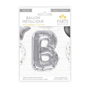 ballon métallique argenté B est idéal pour décorer votre salle d’anniversaire de façon originale.Ce ballon métallique lettre B vous permettra d’écrire le prénom