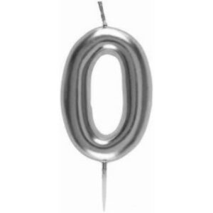 Bougies de couleur argent chiffre pour gâteau anniversaire