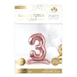 hématique Anniversaire. Idéal pour un rayon Déco Anniversaire : Fête Anniversaire : Ballon Métallique Chiffre rose gold : Ballon Chiffre Totem : Ballon Métallique 3..