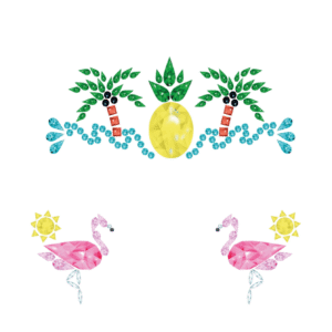 Bijoux de Visage Tropical – Autocollants scintillants inspirés de motifs tropicaux, parfaits pour un look festif et exotique