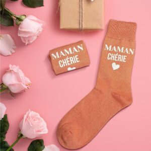 Chaussettes paillettes maman chérie