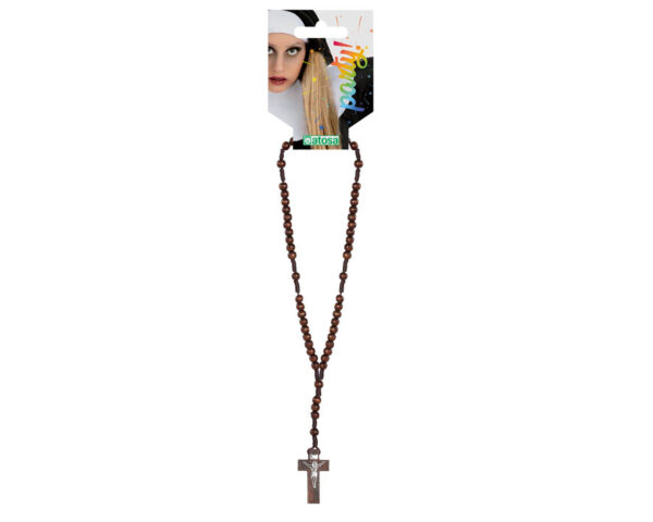 Collier de perle avec croix, halloween, religion,nonne, pretre