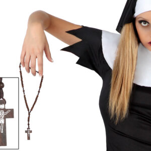 Collier de perle avec croix, halloween, religion,nonne, pretre, pape