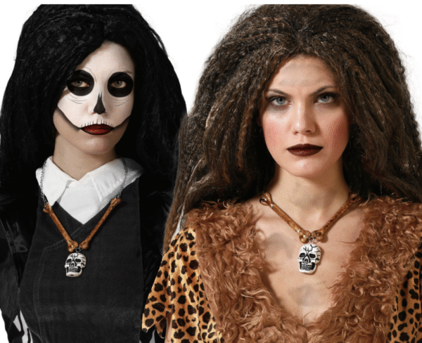 Collier os et tête de mort sur chaine accessoire halloween