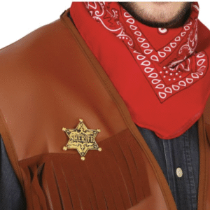 Etoile shériff metal doré, accessoire déguisement cowboy