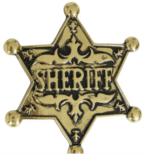 Etoile shériff metal doré, accessoire déguisement cowboy