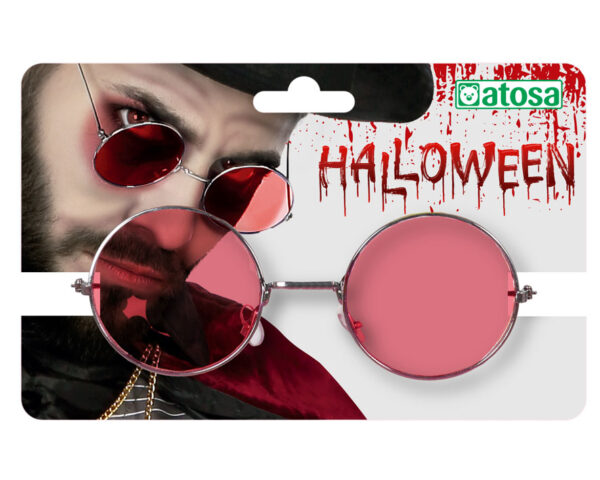 Lunettes ronde rouge, vampire halloween