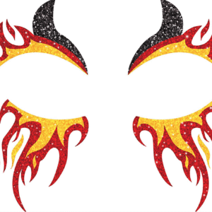 Maquillage Paillettes Flammes – Maquillage scintillant en paillettes pour créer des effets de flammes, parfait pour un look festif