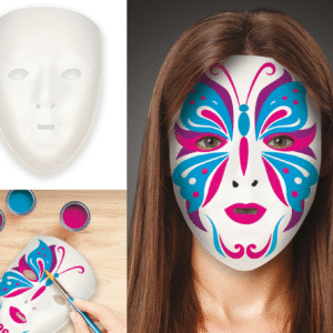 Masque à peindre blanc – Masque vierge idéal pour activités artistiques, carnavals et soirées à thème.