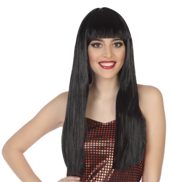 perruque noire longue, accessoire déguisement