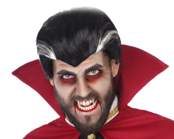 Perruque de vampire noire et blanche, halloween
