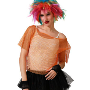 Tee-shirt résille orange fluo