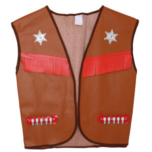 Gilet de cowboy marron accessoires déguisement indien.