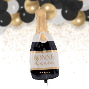 ballon métallique en forme d'une bouteille de champagne bonne année