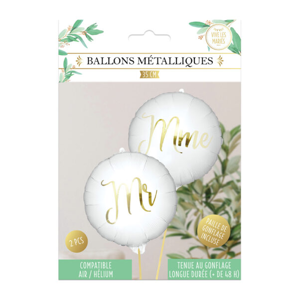 2 BALLONS METAL "MME/MR mariage