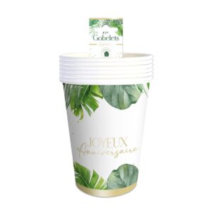6 GOBELETS TROPICAL PARTY. Pour harmoniser votre décoration de table lors d'un anniversaire,