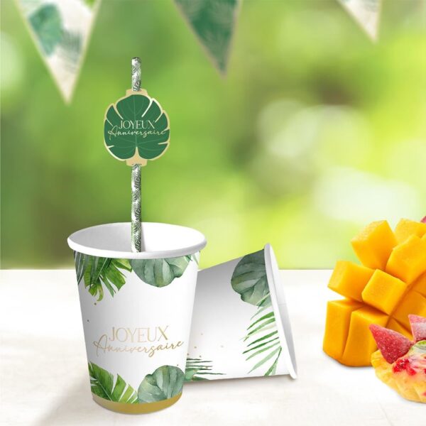 6 GOBELETS TROPICAL PARTY. Pour harmoniser votre décoration de table lors d'un anniversaire,