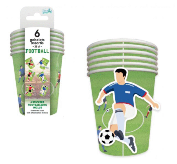 Lot de 6 gobelets en carton football