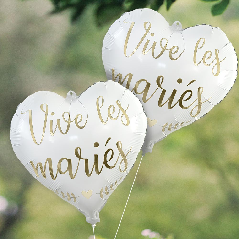 BALLON METAL CŒUR "VIVE LES MARIES"