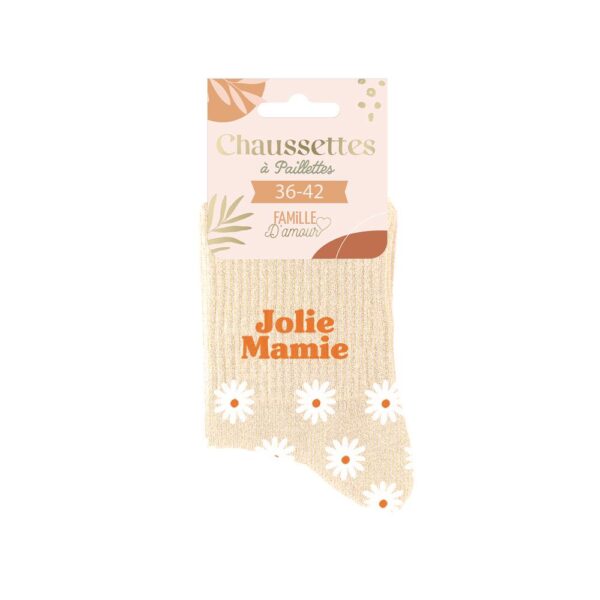CHAUSSETTES PAILLETTES JOLIE MAMIE. cadeau fete des grands mères