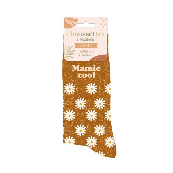 CHAUSSETTES PAILLETTES MAMIE COOL fetes des grands mères, cadeau