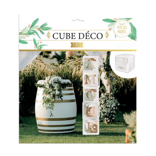 CUBES DECO BLANC 30 X 30 CMS. mariage, anniversaire
