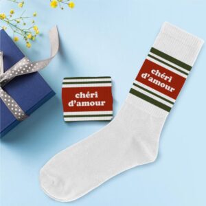 Cadeaux Affectifs. Idéal dans un rayon Accessoires Mode / Textile / Chaussettes Affectives / Chaussettes "Chéri d'Amour- saint Valentin