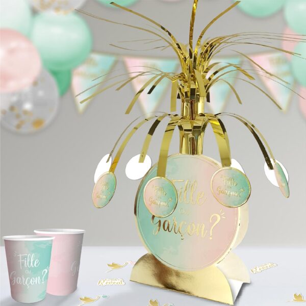 Ce centre de table est bien plus qu'une simple décoration. C'est le cœur de votre fête de révélation de genre. Il créera un moment magique et mémorable pour vous et vos invités.