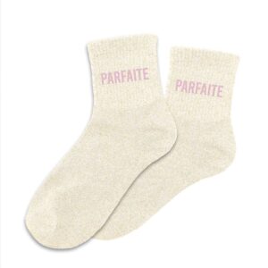 Chaussettes à paillettes avec inscription Parfaite