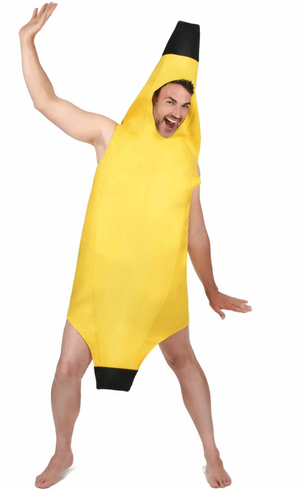 Déguisement banane adulte, combinaison jaune et noire pour soirées déguisées, Carnaval, fêtes à thème et enterrements de vie de célibataire