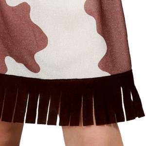 Déguisement de Cowgirl enfant comprenant une jupe, un gilet, une ceinture et un foulard à motifs, idéal pour les fêtes costumées, Carnaval, les anniversaires sur le thème du Far West, les kermesses ou les jeux d'imitation