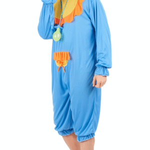 Déguisement de bébé bleu pour homme, bleu ciel avec bonnet et bavoir blanc