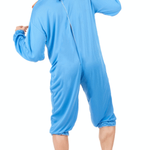 Déguisement de bébé bleu pour homme, bleu ciel avec bonnet et bavoir blanc