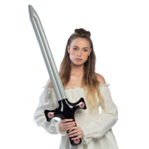 Épée de chevalier gonflable en plastique, 103 cm. Accessoire de déguisement idéal pour une soirée à thème médiéval, un carnaval ou Halloween.