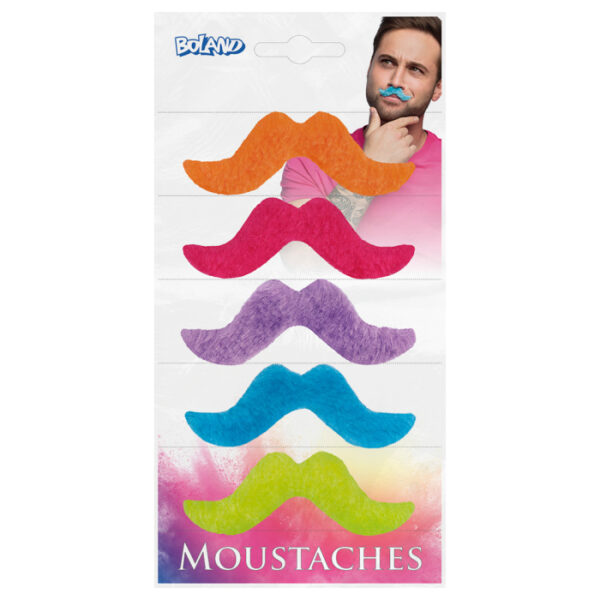 Lot de MOUSTACHES couleur assortis fluo fluo