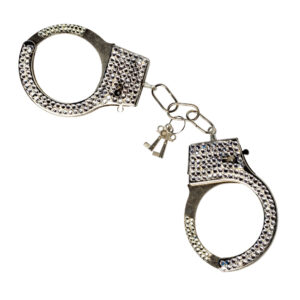 Menottes à strass en métal, avec fermeture facile à utiliser. Accessoire de déguisement idéal pour une soirée à thème policier, un carnaval ou Halloween.