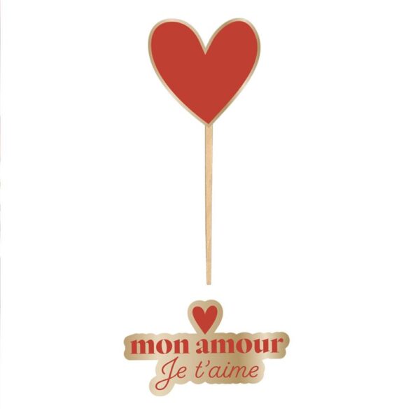 Lot de 12 pics cœurs rouges et 20 décorations de table 'Mon amour Je t'aime', parfaits pour décorer une table romantique de Saint-Valentin et ajouter une touche festive à vos plats et desserts