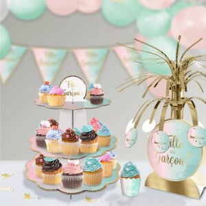 Ce présentoir à cupcakes est bien plus qu'un simple support. C'est le cœur de votre décoration de révélation de genre. Il créera une ambiance féerique et gourmande pour votre fête. Imaginez vos invités émerveillés devant ce magnifique présentoir rempli de délicieuses pâtisseries !