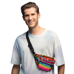 Illuminez vos journées avec ce sac de taille holographique arc-en-ciel !