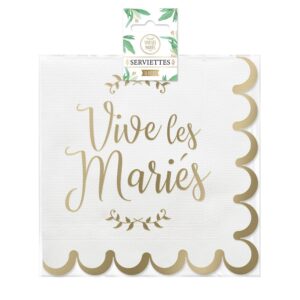 Serviettes blanche vive les mariés
