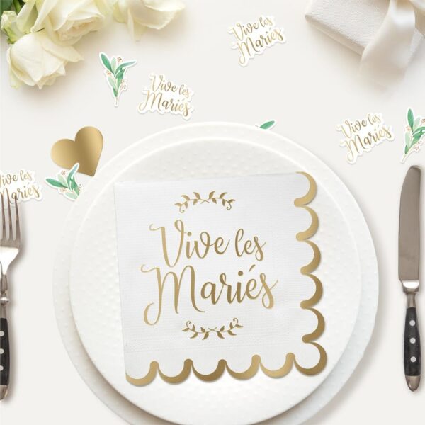 Serviettes-vive-les-maries, decoración de table