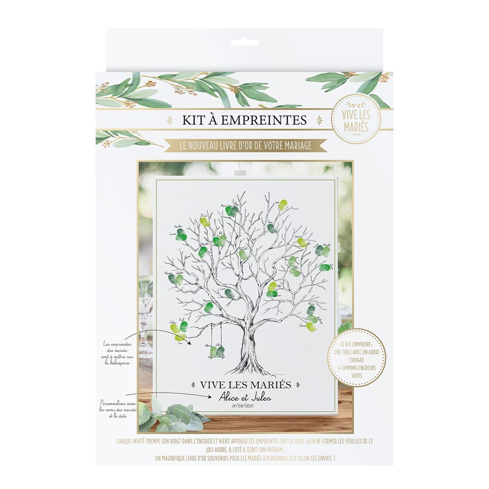 Thématique Fêtes et Évènements. Idéal pour un rayon Mariage / Cadeaux Mariage / Livre d'Or Mariage / Kit Arbre à Empreintes.
