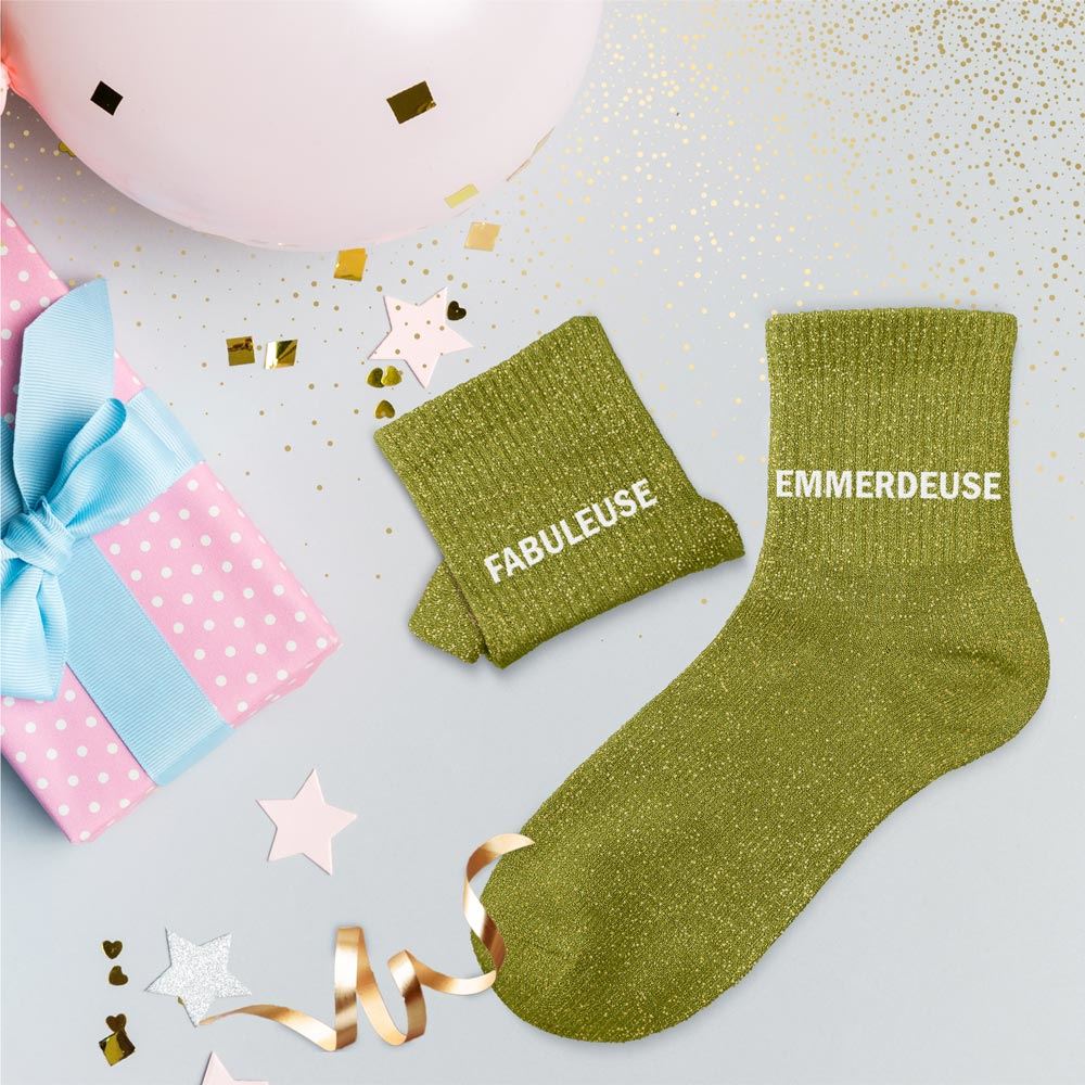 chaussettes à paillettes "Fabuleuse" et "Emmerdeuse" est l'accessoire Mode idéal