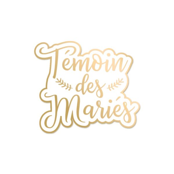 BROCHE TEMOIN DES MARIES. Vous êtes l’heureux témoin du mariage de l’un de vos amis ? Alors, osez briller avec cette broche témoin conçue spécialement pour l’occasion !