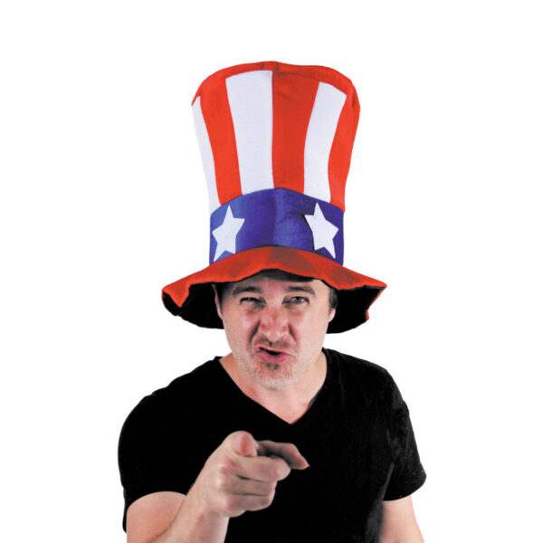 Ce chapeau en velours synthétique allie confort et style. Sa hauteur de 23 cm et son design unique vous feront remarquer immédiatement, que ce soit pour un défilé, un 4 juillet ou même un carnaval. C'est le choix idéal pour affirmer votre côté Oncle Sam avec panache !