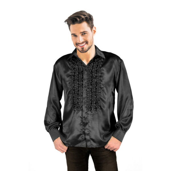 Osez le look rétro-chic avec cette chemise disco en satin noir !